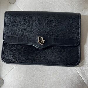 Authentic Dior Black Leather Clutch